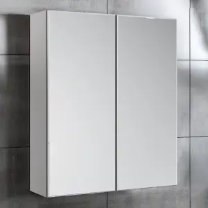 Ashford Dust grey Double Bathroom Wall cabinet With 2 mirror doors (H)72cm (W)59.5cm