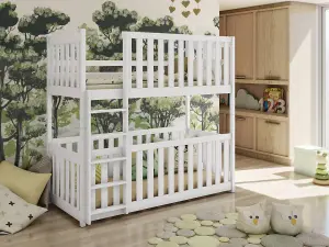 Konrad Contemporary Solid Pine Bunk Bed with Cot Bed in White (L)1980mm (H)1750mm (W)980mm