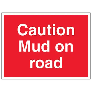 Caution Mud On Road Agricultural Sign - Adhesive Vinyl 400x300mm (x3)