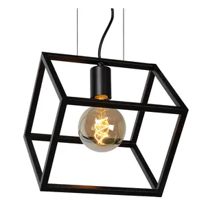 Lucide Fabian Modern Cube Pendant Light - 1xE27 - Black