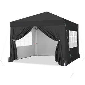 Yaheetech Pop Up Canopy Tent with 4 Sidewalls - Black