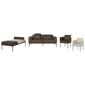 2 Seater Faux Leather Sofa Dark Brown MALMOS