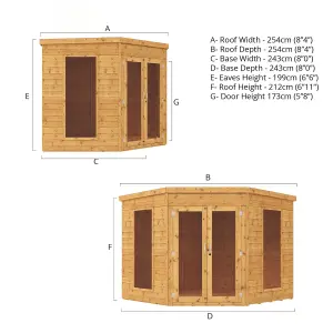 Mercia Corner 8x8 ft with Double door & 2 windows Flat Wooden Summer house