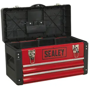 Durable Portable 3 Drawer Toolbox with Auto Locking Mechanism - Red - Ideal Tool Storage Solution