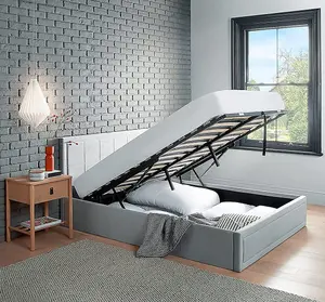 Velvet Ottoman Storage Bed Frame Double Bed With Pocket Sprung Mattress