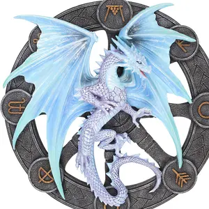 Anne Stokes Yule Resin Dragon Plaque Grey/Blue (One Size)