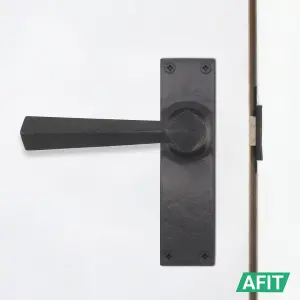 AFIT Black Iron Door Handle Latch Set - 6 Pairs of Black Antique Internal Handles & Latches (64mm) - Tudor Range