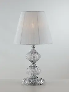 Luminosa INCANTO Table Lamp with Round Tapered Shade Chrome, Crystal 25x46cm