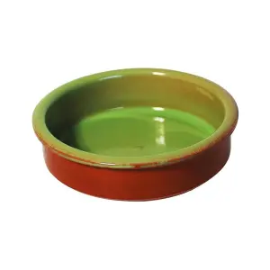 simpa 6PC Green Glazed Traditional Handmade Spanish Tapas Cazuelas Serving Bowls - 11.5cm Dia