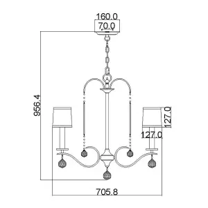 Elstead Whitney 5 Light Multi Arm Chandelier Silver Finish, E14