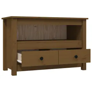 Berkfield TV Cabinet Honey Brown 79x35x52 cm Solid Wood Pine