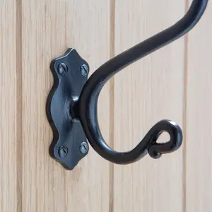 Hammer & Tongs - Curly Hat & Coat Hook - W40mm x H140mm - Black