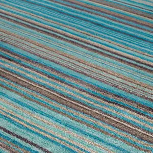 Melrose Mubai Stripe Wool Made Teal Area Rug 080/150cm