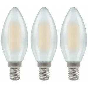 Crompton Lamps LED Candle 5W E14 Dimmable Filament Pearl Warm White (40W Eqv) (3 Pack)