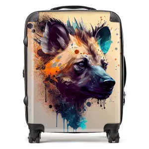 Hyena Face Splashart Light Background Suitcase - Large