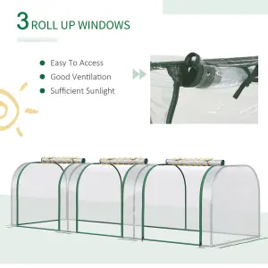 Outsunny Tunnel Greenhouse Steel Frame for Garden w/ Zipper Doors