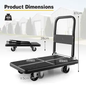 Costway Folding Push Cart Dolly Rolling Flatbed Luggage Cart W/ 360 Swivel Wheels 400kg