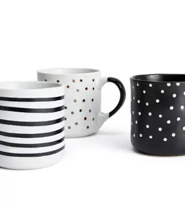 6pc Stripe & Dot Metallic Mugs