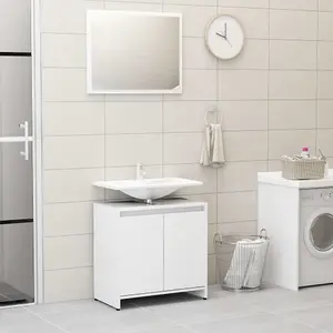 Berkfield 4 Piece Bathroom Furniture Set White Engineered Wood