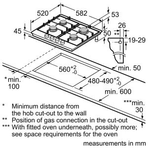 Bosch PCP615B90B 58.2cm Gas Hob