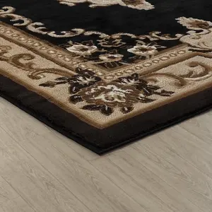 Abaseen 60x220 cm Brown Gewels Traditional Rug Classic Oriental Rug 10mm Soft Pile Washable Area Rugs for Home and Office