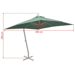 Berkfield Hanging Parasol 300x300 cm Green Aluminium Pole