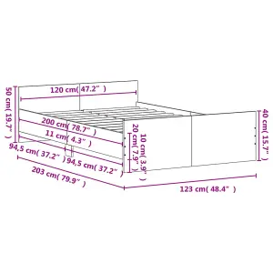 Berkfield Bed Frame with Headboard and Footboard Brown Oak 120x200 cm