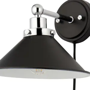 Getty Matt Black Plug-in Wall light