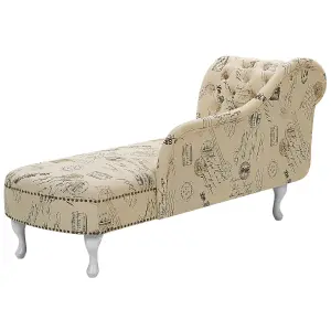 Left Hand Chaise Lounge Print Beige NIMES