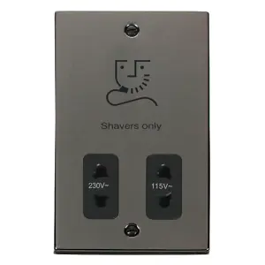 Click Scolmore Deco Shaver Socket Dual Voltage 115-230V Black Nickel - VPBN100BK