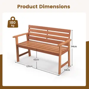 Costway Patio Hardwood Bench Outdoor Loveseat Backyard Wood 2-Seat Chair