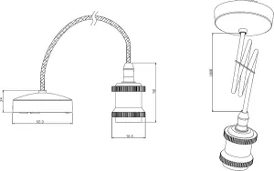 Luminosa 1.8m E27 Vintage Pendant Set - Black Nickel 230V IP20 80W