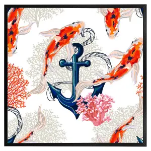 Anchor & fish (Picutre Frame) / 24x24" / Black