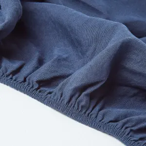 Homescapes Navy Blue Linen Deep Fitted Sheet, Double