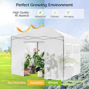 Costway Portable Garden Greenhouse Outdoor Mini Walk-in Greenhouse w/ PE Cover