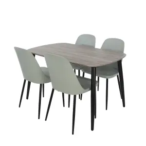 Core Products Aspen Grey Oak Effect 120cm Rectangular Dining Table with 4 Light Grey Plastic Duo Design Chairs