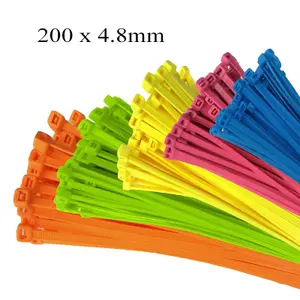 100 x Fluorescent Green Cable Ties 200 x 4.8mm / Extra Strong Zip Tie Wraps