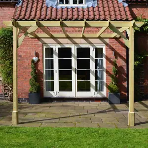 Wall Mounted Premium Pergola - Wood - L360 x W480 x H270 cm - Light Green