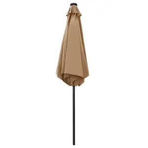 Berkfield Parasol with LED Lights and Aluminium Pole 270 cm Taupe