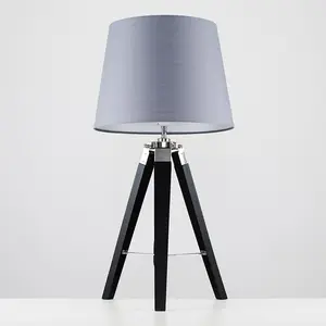 Bella Vista Wood Tripod Lamp Grey