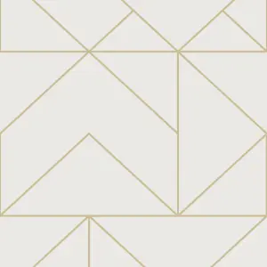 Superfresco Easy White Gold effect Geometric Smooth Wallpaper Sample