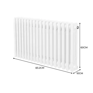 Traditional 3 Column Radiator - 600 x 832 mm - White