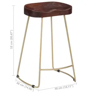 Fulbright Counter Stool with Metal Frame (Set of 2) Walnut / Gold / 52cm