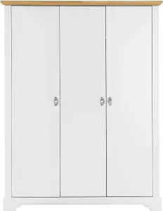 Toledo 3 Door Wardrobe in White and Oak Effect Veneer