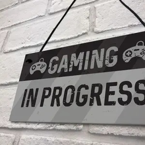 Novelty Gaming In Progress Sign For Boys Bedroom Man Cave Gamer Gift For Son