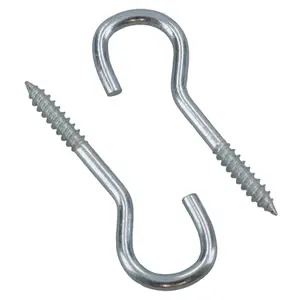 Screw Hook Fasteners Hangers Zinc Coated Finish 12mm Dia 45mm length 50pc