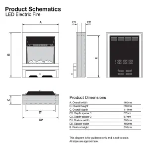 Focal Point Blenheim 2kW Electric Fire (H)555mm (W)390mm (D)114mm