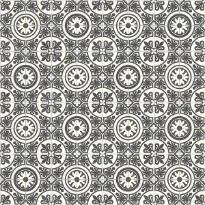 Celtic Motif Black White Designer Effect Anti-Slip Vinyl Flooring Sheet For Kitchen Bathroom Dinning Room -2m(6'6") X 3m(9'9")-6m²