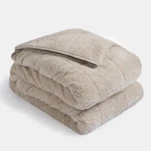 OHS Teddy Fleece Weighted 6kg Blanket, Natural - 125 x 180cm