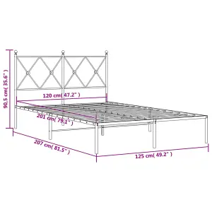 Berkfield Metal Bed Frame without Mattress with Headboard White 120x200cm